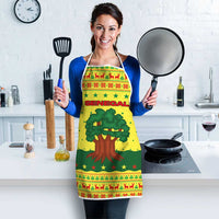Senegal Christmas Apron with Yellow-Green-Red Design, Baobab Tree, and National Coat of Arms Motif - Wonder Print Shop