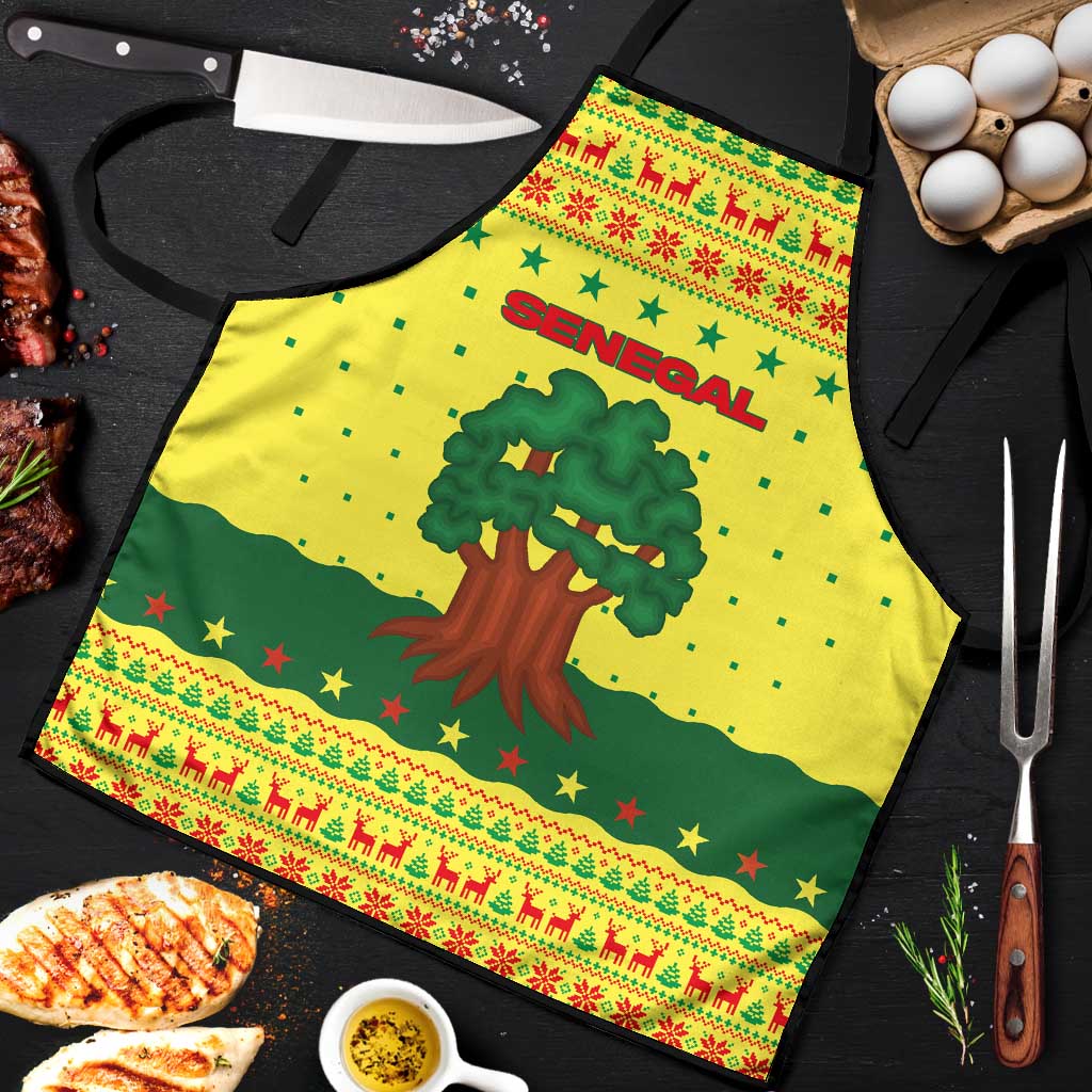Senegal Christmas Apron with Yellow-Green-Red Design, Baobab Tree, and National Coat of Arms Motif - Wonder Print Shop