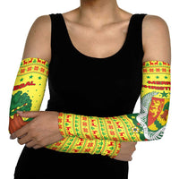 Senegal Christmas Arm Sleeves with Yellow-Green-Red Design, Baobab Tree, and National Coat of Arms Motif - Wonder Print Shop