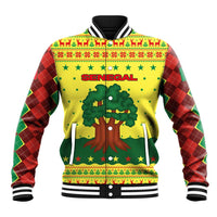 Senegal Christmas Baseball Jacket with Yellow-Green-Red Design, Baobab Tree, and National Coat of Arms Motif - Wonder Print Shop
