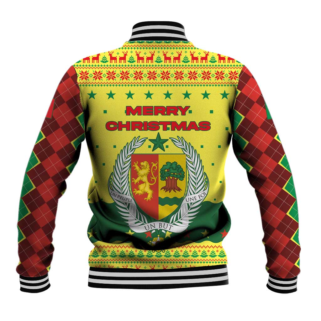 Senegal Christmas Baseball Jacket with Yellow-Green-Red Design, Baobab Tree, and National Coat of Arms Motif - Wonder Print Shop