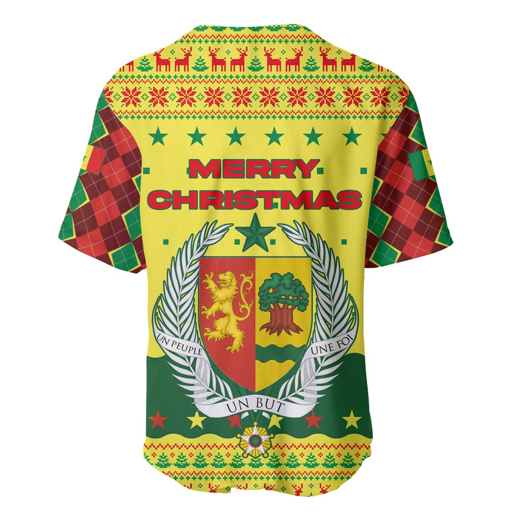 Senegal Christmas Baseball Jersey with Yellow-Green-Red Design, Baobab Tree, and National Coat of Arms Motif - Wonder Print Shop