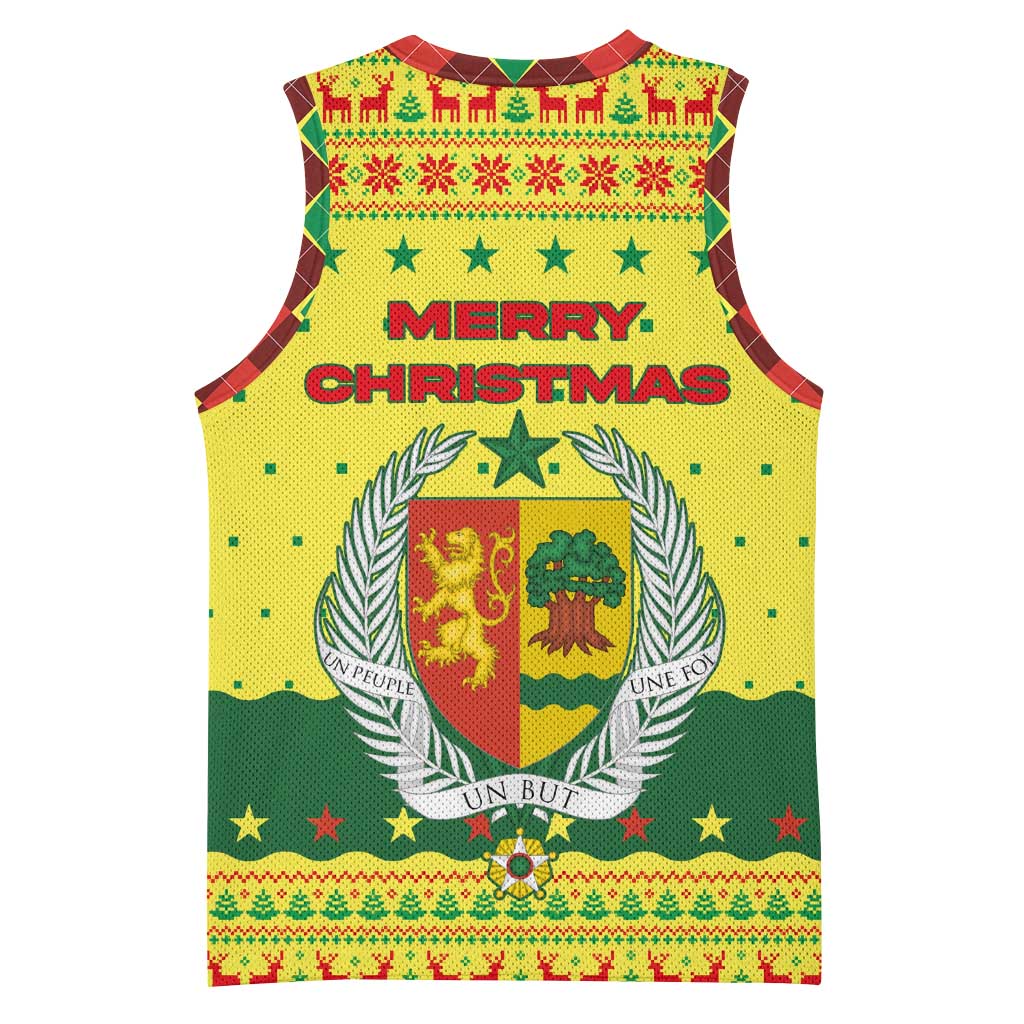 Senegal Christmas Basketball Jersey with Yellow-Green-Red Design, Baobab Tree, and National Coat of Arms Motif - Wonder Print Shop