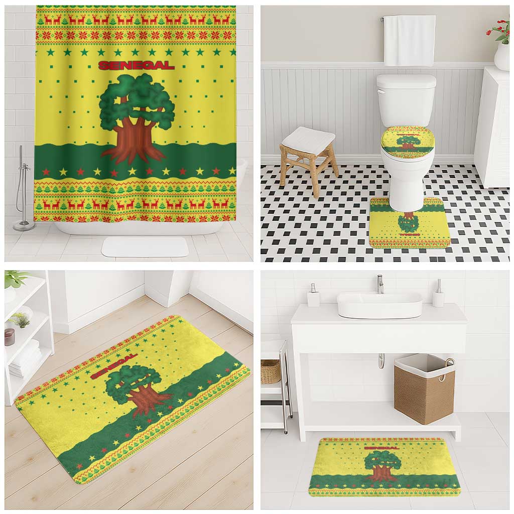 Senegal Christmas Bathroom Set with Yellow-Green-Red Design, Baobab Tree, and National Coat of Arms Motif - Wonder Print Shop