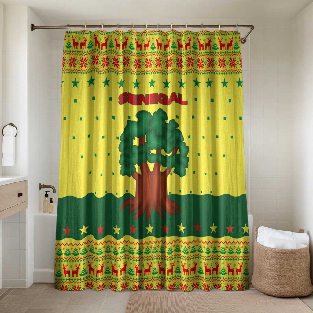 Senegal Christmas Bathroom Set with Yellow-Green-Red Design, Baobab Tree, and National Coat of Arms Motif - Wonder Print Shop