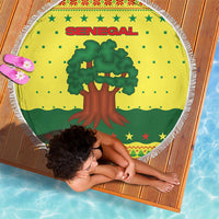 Senegal Christmas Beach Blanket with Yellow-Green-Red Design, Baobab Tree, and National Coat of Arms Motif - Wonder Print Shop