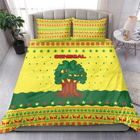 Senegal Christmas Bedding Set with Yellow-Green-Red Design, Baobab Tree, and National Coat of Arms Motif - Wonder Print Shop