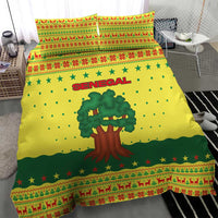 Senegal Christmas Bedding Set with Yellow-Green-Red Design, Baobab Tree, and National Coat of Arms Motif - Wonder Print Shop