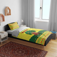 Senegal Christmas Bedding Set with Yellow-Green-Red Design, Baobab Tree, and National Coat of Arms Motif - Wonder Print Shop