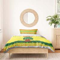 Senegal Christmas Bedding Set with Yellow-Green-Red Design, Baobab Tree, and National Coat of Arms Motif - Wonder Print Shop