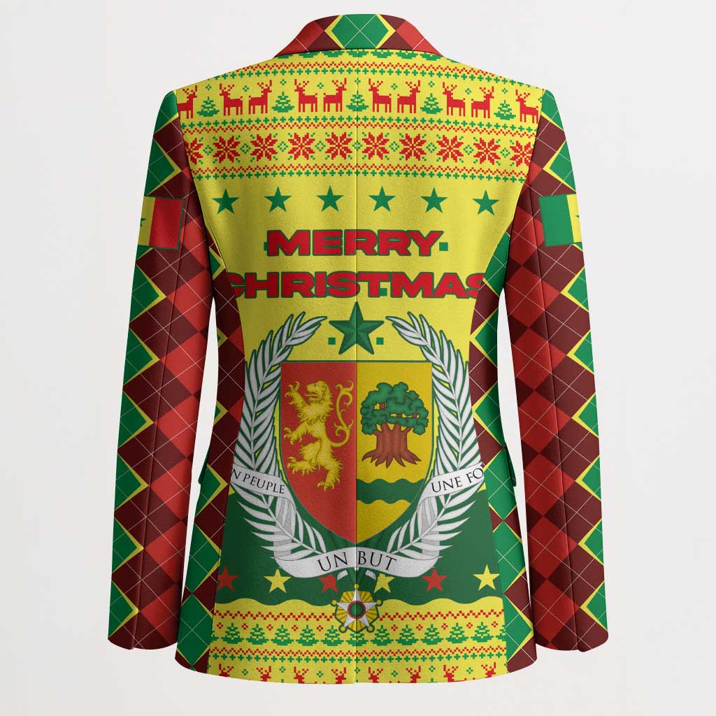 Senegal Christmas Blazer with Yellow-Green-Red Design, Baobab Tree, and National Coat of Arms Motif - Wonder Print Shop