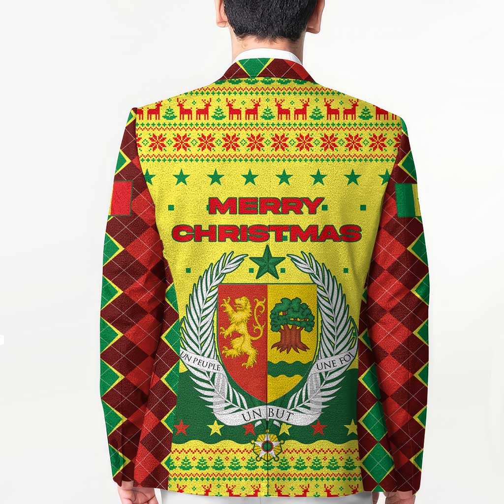 Senegal Christmas Blazer with Yellow-Green-Red Design, Baobab Tree, and National Coat of Arms Motif - Wonder Print Shop