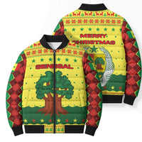 Senegal Christmas Bomber Puffer Jacket with Yellow-Green-Red Design, Baobab Tree, and National Coat of Arms Motif - Wonder Print Shop