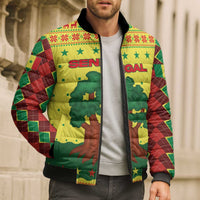Senegal Christmas Bomber Puffer Jacket with Yellow-Green-Red Design, Baobab Tree, and National Coat of Arms Motif - Wonder Print Shop