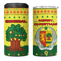 Senegal Christmas 4 in 1 Can Cooler Tumbler with Yellow-Green-Red Design, Baobab Tree, and National Coat of Arms Motif - Wonder Print Shop