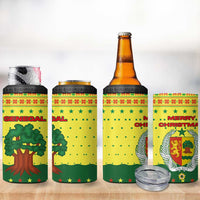 Senegal Christmas 4 in 1 Can Cooler Tumbler with Yellow-Green-Red Design, Baobab Tree, and National Coat of Arms Motif - Wonder Print Shop