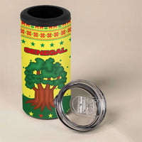 Senegal Christmas 4 in 1 Can Cooler Tumbler with Yellow-Green-Red Design, Baobab Tree, and National Coat of Arms Motif - Wonder Print Shop
