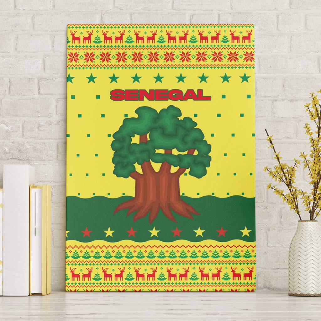 Senegal Christmas Canvas Wall Art with Yellow-Green-Red Design, Baobab Tree, and National Coat of Arms Motif - Wonder Print Shop