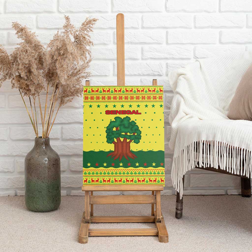 Senegal Christmas Canvas Wall Art with Yellow-Green-Red Design, Baobab Tree, and National Coat of Arms Motif - Wonder Print Shop