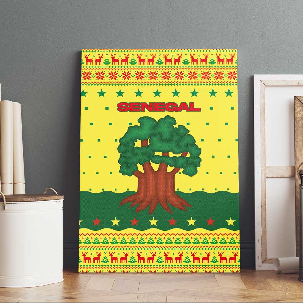 Senegal Christmas Canvas Wall Art with Yellow-Green-Red Design, Baobab Tree, and National Coat of Arms Motif - Wonder Print Shop