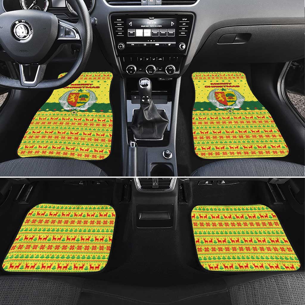 Senegal Christmas Car Mats with Yellow-Green-Red Design, Baobab Tree, and National Coat of Arms Motif - Wonder Print Shop