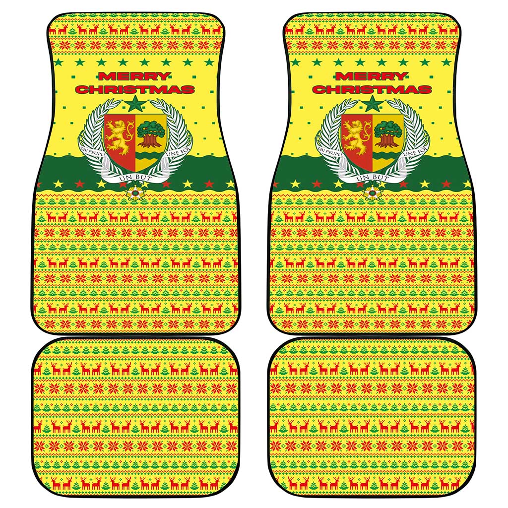 Senegal Christmas Car Mats with Yellow-Green-Red Design, Baobab Tree, and National Coat of Arms Motif - Wonder Print Shop