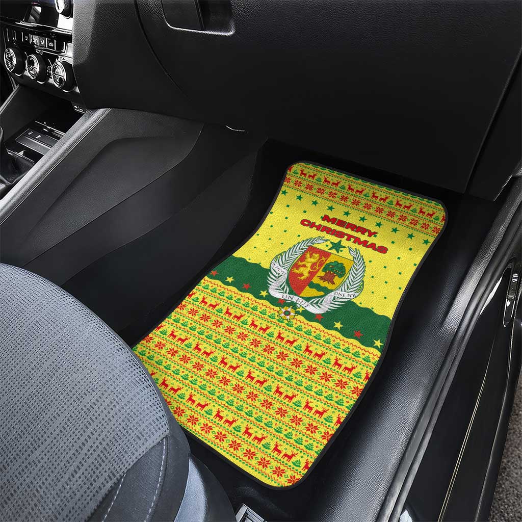 Senegal Christmas Car Mats with Yellow-Green-Red Design, Baobab Tree, and National Coat of Arms Motif - Wonder Print Shop