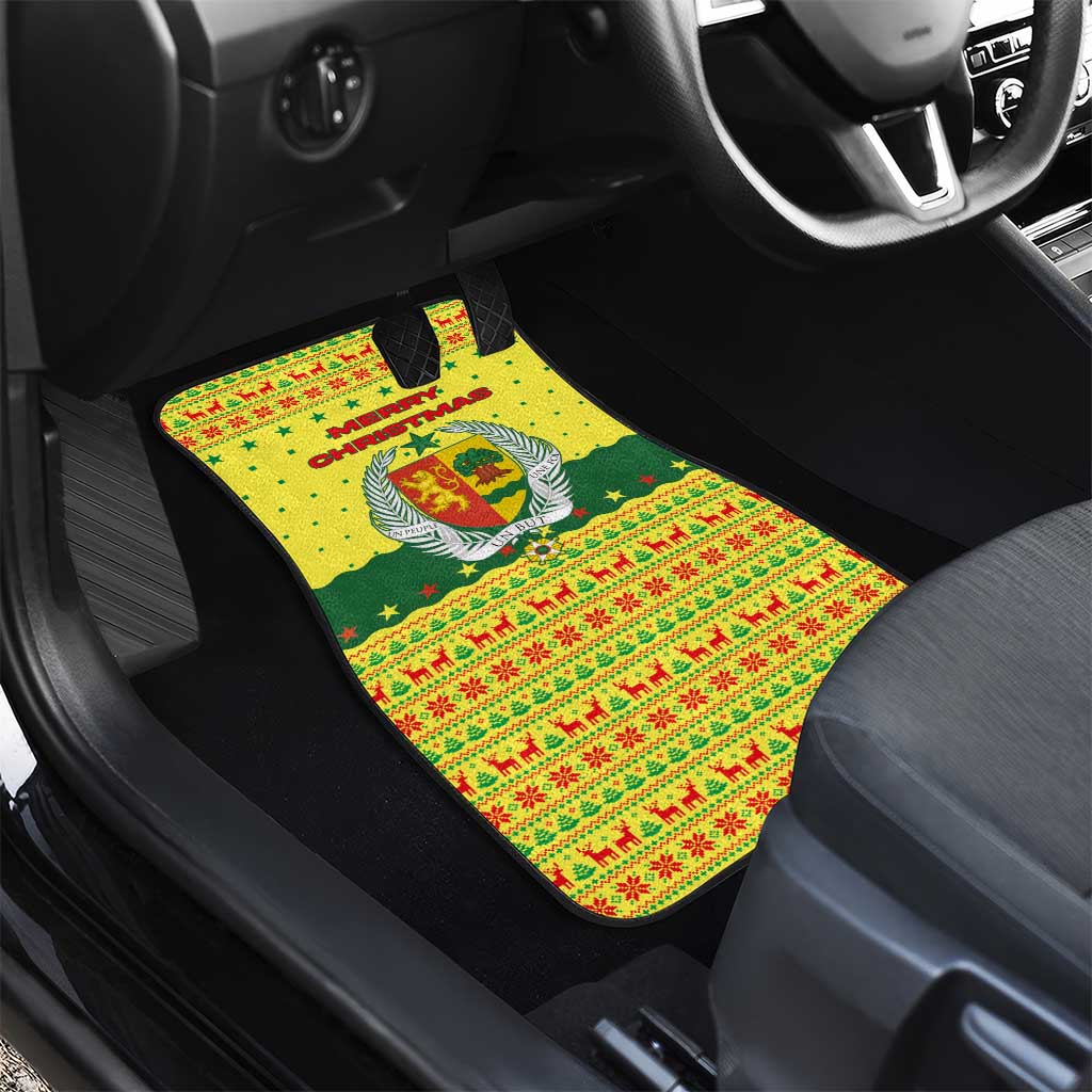 Senegal Christmas Car Mats with Yellow-Green-Red Design, Baobab Tree, and National Coat of Arms Motif - Wonder Print Shop