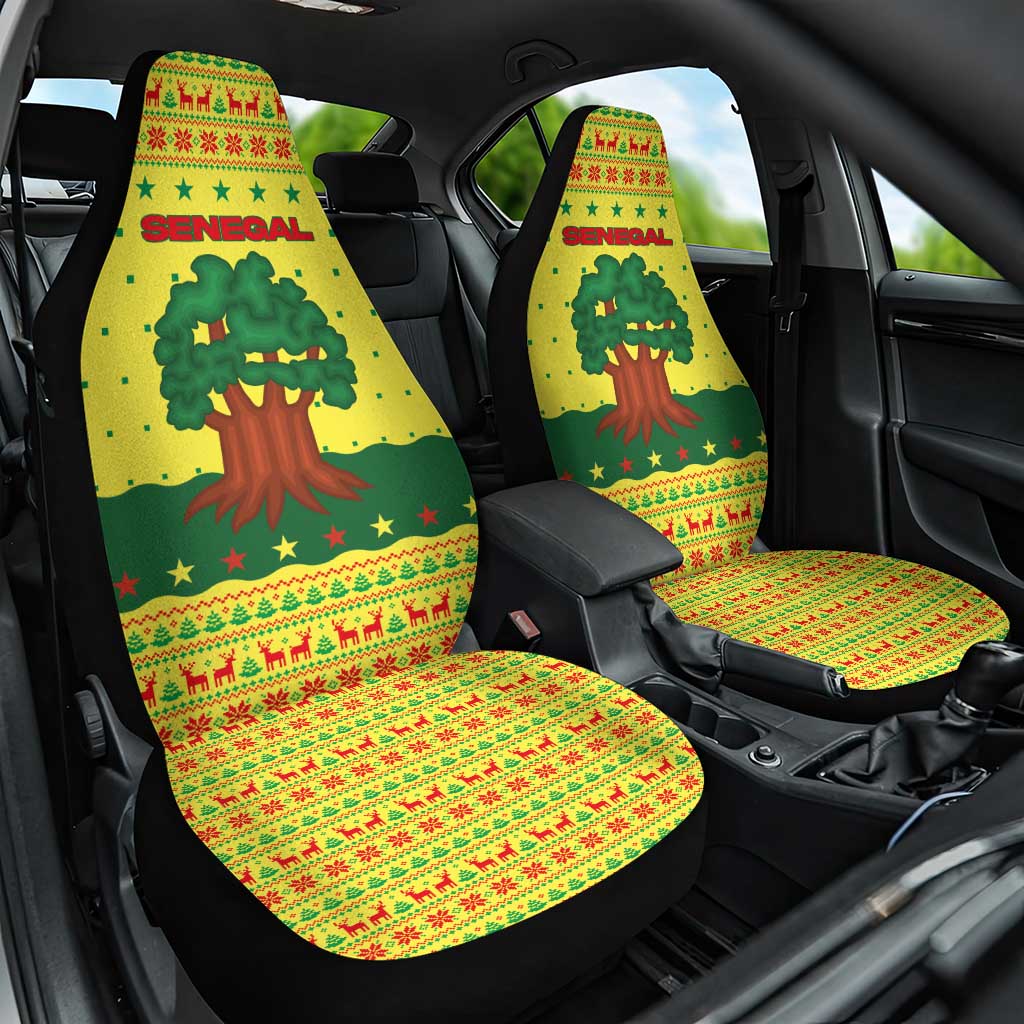 Senegal Christmas Car Seat Cover with Yellow-Green-Red Design, Baobab Tree, and National Coat of Arms Motif - Wonder Print Shop