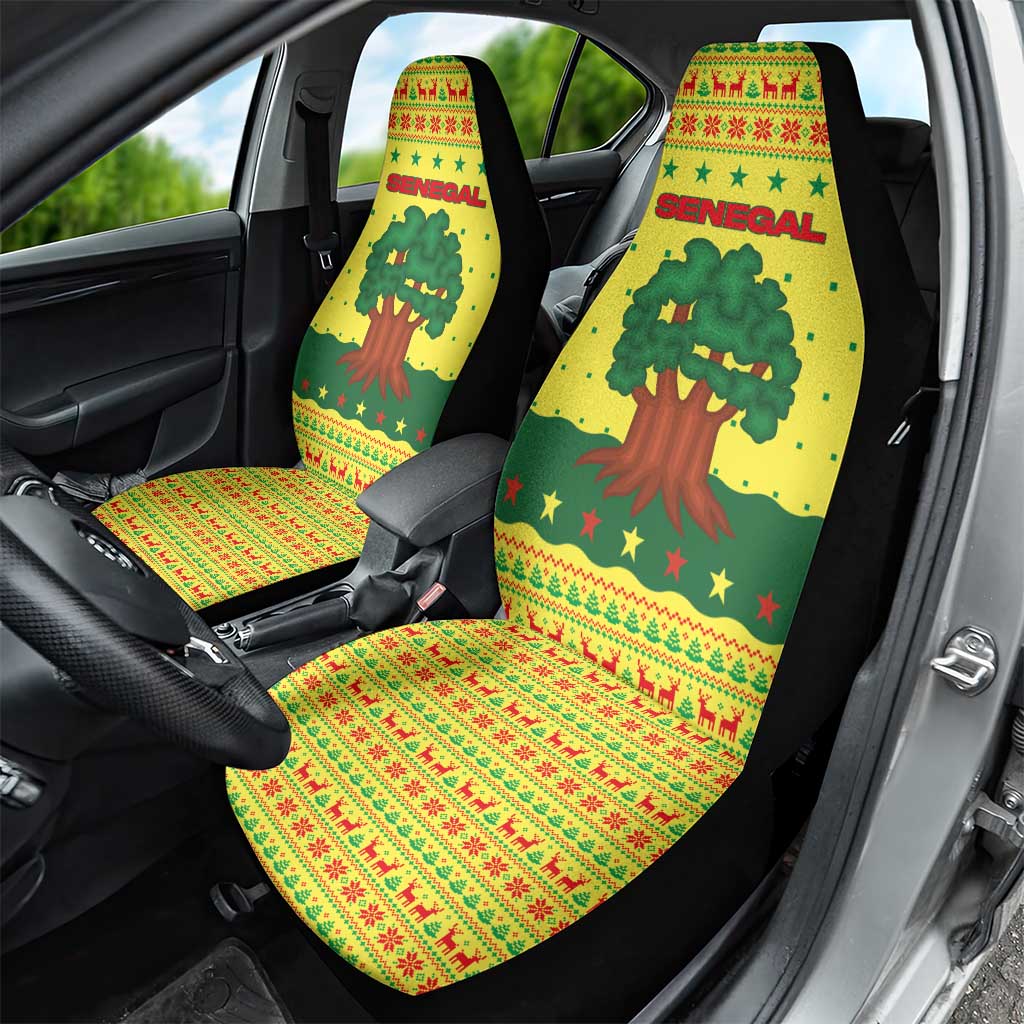 Senegal Christmas Car Seat Cover with Yellow-Green-Red Design, Baobab Tree, and National Coat of Arms Motif - Wonder Print Shop