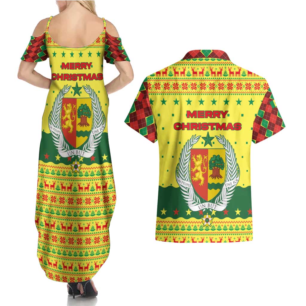 Senegal Christmas Couples Matching Summer Maxi Dress and Hawaiian Shirt with Yellow-Green-Red Design, Baobab Tree, and National Coat of Arms Motif - Wonder Print Shop