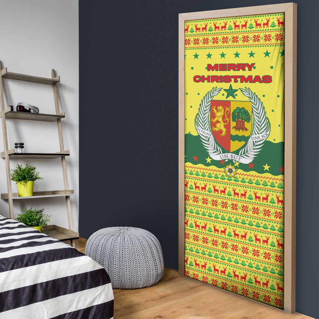 Senegal Christmas Door Cover with Yellow-Green-Red Design, Baobab Tree, and National Coat of Arms Motif - Wonder Print Shop