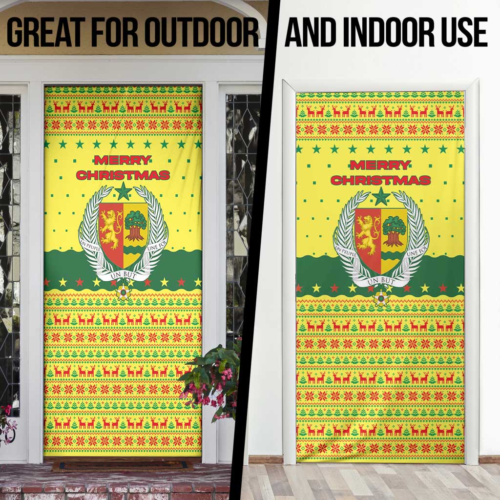 Senegal Christmas Door Cover with Yellow-Green-Red Design, Baobab Tree, and National Coat of Arms Motif - Wonder Print Shop