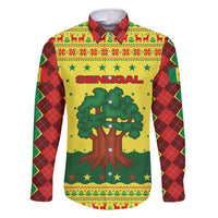 Senegal Christmas Family Matching Off Shoulder Maxi Dress and Hawaiian Shirt with Yellow-Green-Red Design, Baobab Tree, and National Coat of Arms Motif - Wonder Print Shop