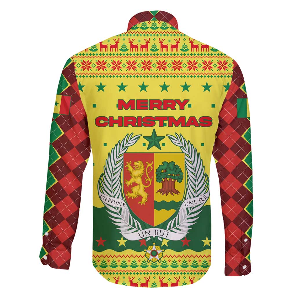 Senegal Christmas Family Matching Off Shoulder Maxi Dress and Hawaiian Shirt with Yellow-Green-Red Design, Baobab Tree, and National Coat of Arms Motif - Wonder Print Shop