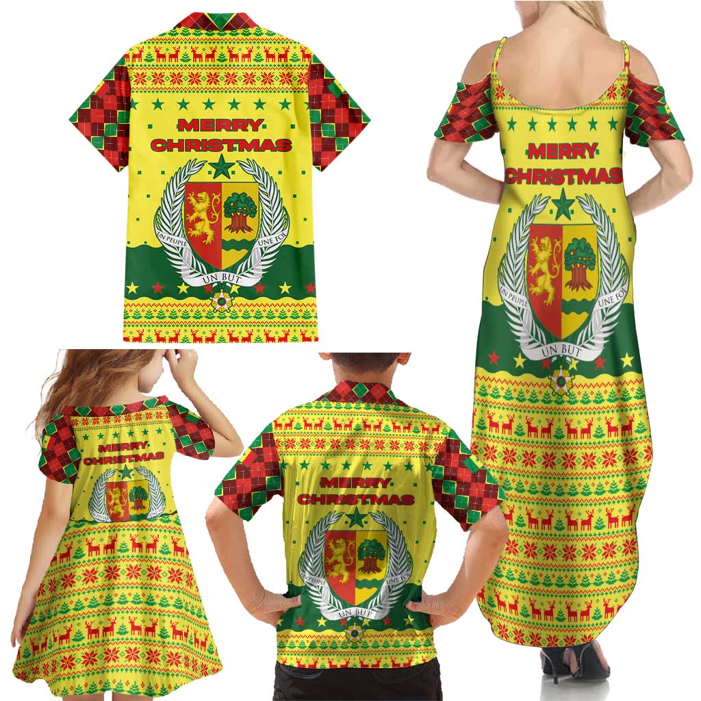 Senegal Christmas Family Matching Summer Maxi Dress and Hawaiian Shirt with Yellow-Green-Red Design, Baobab Tree, and National Coat of Arms Motif - Wonder Print Shop