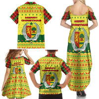 Senegal Christmas Family Matching Summer Maxi Dress and Hawaiian Shirt with Yellow-Green-Red Design, Baobab Tree, and National Coat of Arms Motif - Wonder Print Shop