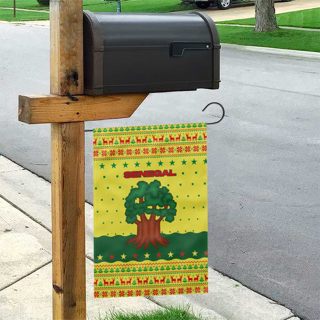 Senegal Christmas Garden Flag with Yellow-Green-Red Design, Baobab Tree, and National Coat of Arms Motif - Wonder Print Shop