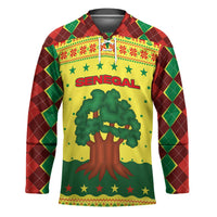 Senegal Christmas Hockey Jersey with Yellow-Green-Red Design, Baobab Tree, and National Coat of Arms Motif - Wonder Print Shop