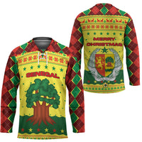 Senegal Christmas Hockey Jersey with Yellow-Green-Red Design, Baobab Tree, and National Coat of Arms Motif - Wonder Print Shop