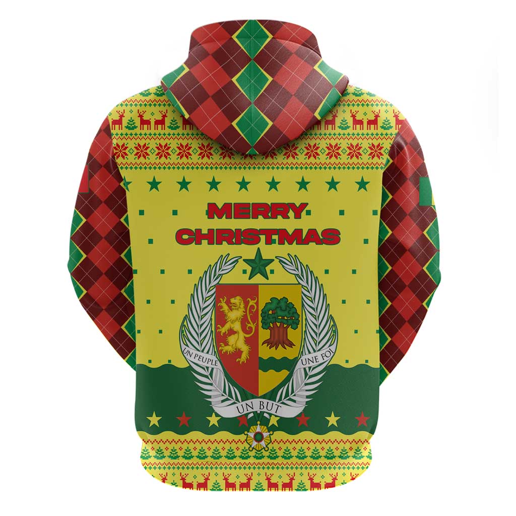 Senegal Christmas Hoodie with Yellow-Green-Red Design, Baobab Tree, and National Coat of Arms Motif - Wonder Print Shop