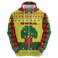 Senegal Christmas Hoodie with Yellow-Green-Red Design, Baobab Tree, and National Coat of Arms Motif - Wonder Print Shop