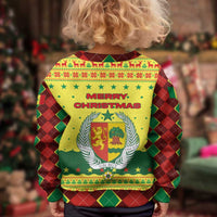 Senegal Christmas Kid Ugly Christmas Sweater with Yellow-Green-Red Design, Baobab Tree, and National Coat of Arms Motif - Wonder Print Shop