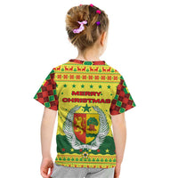 Senegal Christmas Kid T Shirt with Yellow-Green-Red Design, Baobab Tree, and National Coat of Arms Motif - Wonder Print Shop