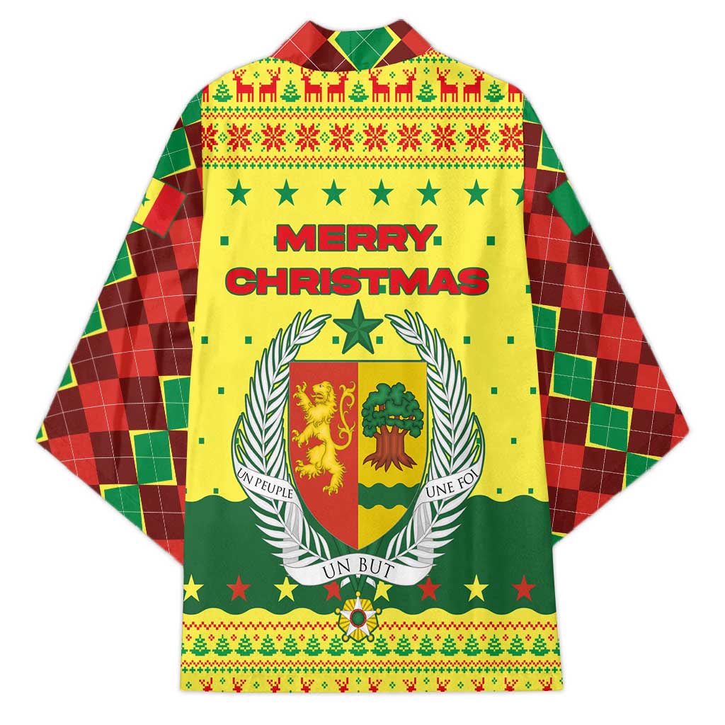 Senegal Christmas Kimono with Yellow-Green-Red Design, Baobab Tree, and National Coat of Arms Motif - Wonder Print Shop