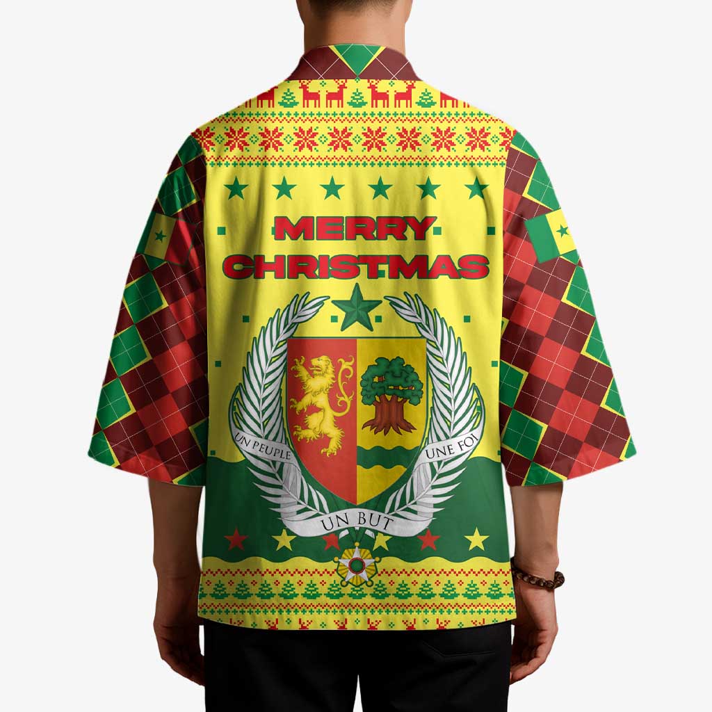 Senegal Christmas Kimono with Yellow-Green-Red Design, Baobab Tree, and National Coat of Arms Motif - Wonder Print Shop