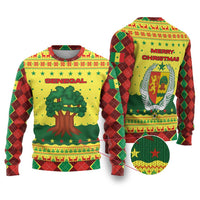 Senegal Christmas Ugly Christmas Sweater with Yellow-Green-Red Design, Baobab Tree, and National Coat of Arms Motif - Wonder Print Shop