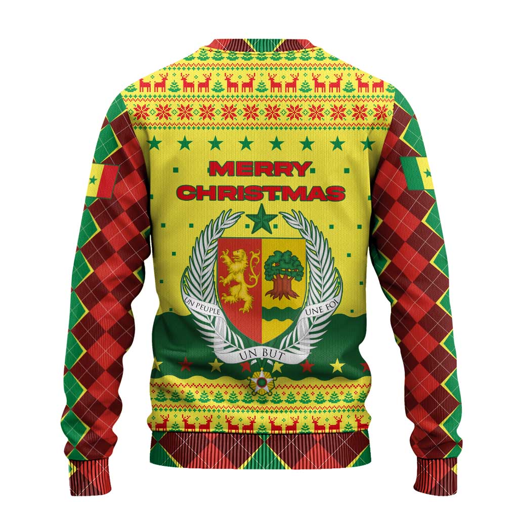 Senegal Christmas Ugly Christmas Sweater with Yellow-Green-Red Design, Baobab Tree, and National Coat of Arms Motif - Wonder Print Shop