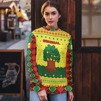 Senegal Christmas Ugly Christmas Sweater with Yellow-Green-Red Design, Baobab Tree, and National Coat of Arms Motif - Wonder Print Shop