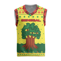 Senegal Christmas Knitted V-Neck Vest with Yellow-Green-Red Design, Baobab Tree, and National Coat of Arms Motif - Wonder Print Shop